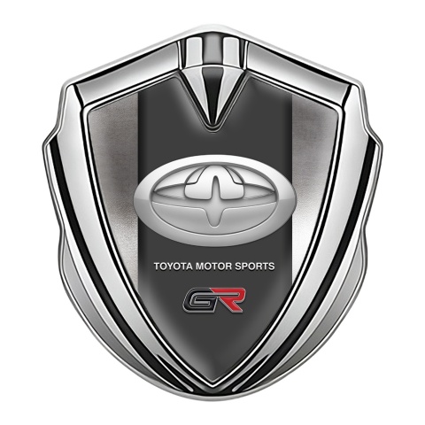 Toyota GR Bodyside Domed Emblem Silver Rough Steel Racing Logo