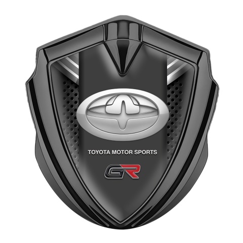 Toyota Metal 3D Domed Emblem Graphite Charcoal Mesh Grey Crest Design