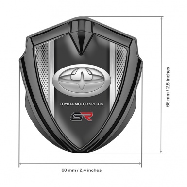 Toyota GR Emblem Badge Self Adhesive Graphite Grey Mesh Oval Design