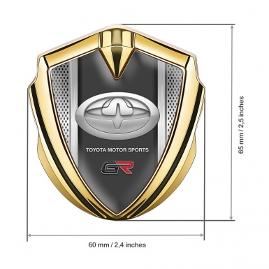 Toyota GR Emblem Badge Self Adhesive Gold Grey Mesh Oval Design