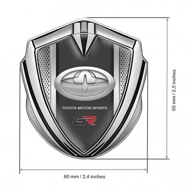 Toyota GR Emblem Badge Self Adhesive Silver Grey Mesh Oval Design