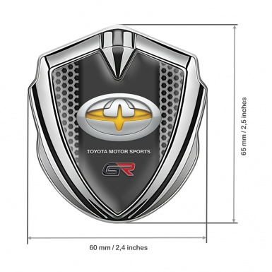 Toyota GR Bodyside Emblem Badge Silver Honeycomb Yellow Variant