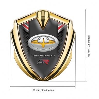 Toyota GR Trunk Emblem Badge Gold Charcoal Mesh Oval Yellow Logo