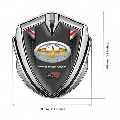 Toyota GR Trunk Emblem Badge Silver Charcoal Mesh Oval Yellow Logo