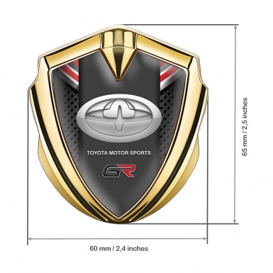 Toyota GR Emblem Car Badge Gold Dark Grate Red Ribbon Design