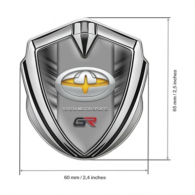 Toyota Metal Emblem Self Adhesive Silver Side Strokes Yellow Tuning Logo