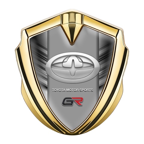 Toyota Metal 3D Domed Emblem Gild Side Frame Yellow Racing Logo