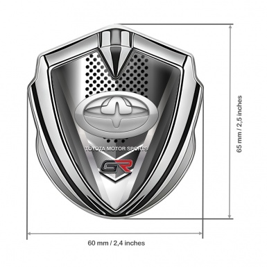 Toyota GR Emblem Fender Badge Silver Front Grille Oval Grey Logo