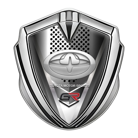 Toyota GR Emblem Fender Badge Silver Front Grille Oval Grey Logo