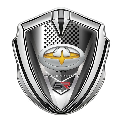 Toyota GR Fender Emblem Badge Silver Oval Yellow Tuning Logo