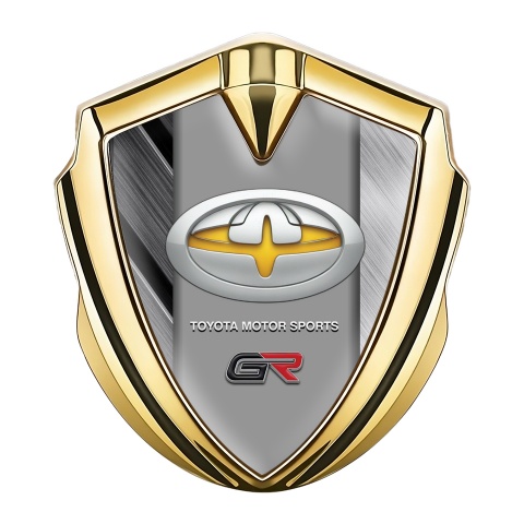 Toyota GR Trunk Emblem Badge Gold Brushed Panels Yellow Oval Logo