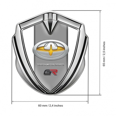 Toyota GR Emblem Car Badge Silver White Frame Oval Tuning Edition