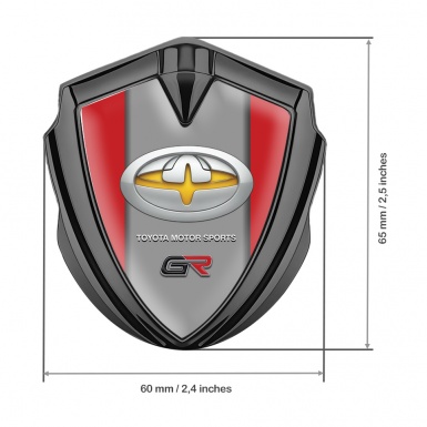 Toyota GR Bodyside Domed Emblem Graphite Red Base Yellow Oval Variant