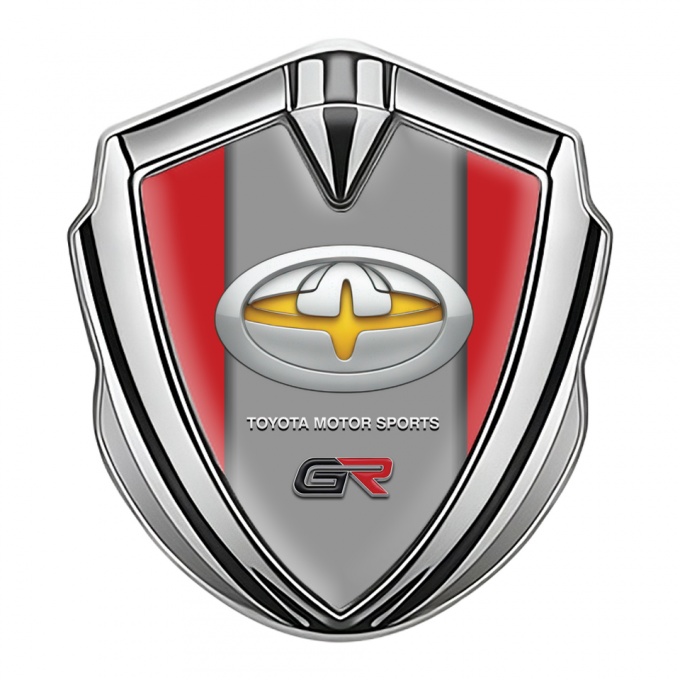 Toyota GR Bodyside Domed Emblem Silver Red Base Yellow Oval Variant