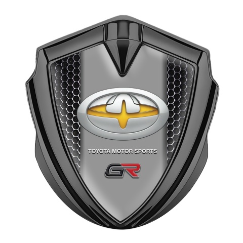Toyota Metal 3D Domed Emblem Graphite Ruptured Steel Yellow Tuning Logo
