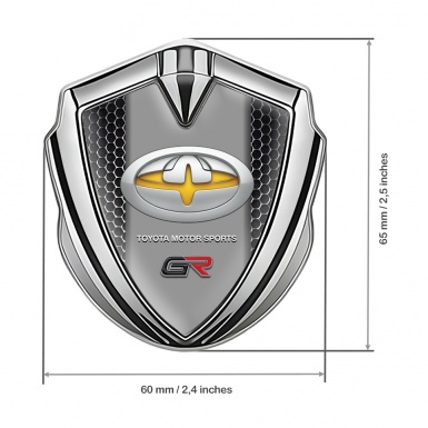 Toyota Metal 3D Domed Emblem Silver Ruptured Steel Yellow Tuning Logo