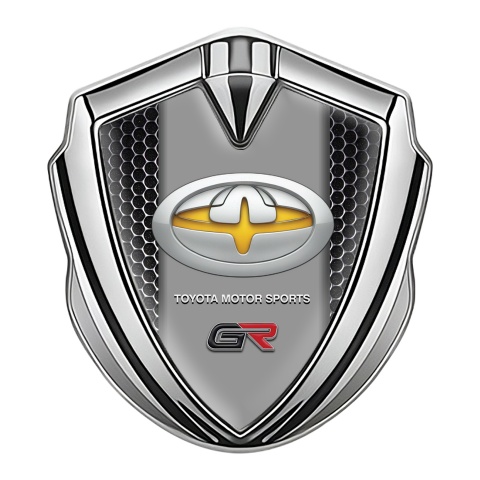 Toyota Metal 3D Domed Emblem Silver Ruptured Steel Yellow Tuning Logo