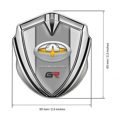 Toyota Bodyside Badge Self Adhesive Silver Moon Grey Base Racing Logo