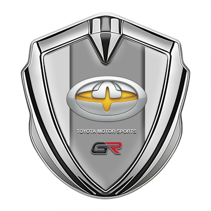 Toyota Bodyside Badge Self Adhesive Silver Moon Grey Base Racing Logo
