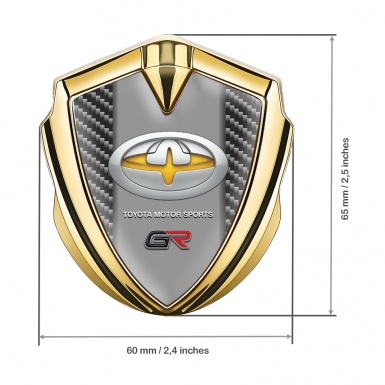 Toyota GR Emblem Badge Self Adhesive Gold Dark Carbon Yellow Fragment