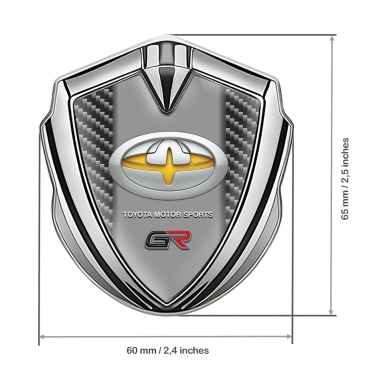 Toyota GR Emblem Badge Self Adhesive Silver Dark Carbon Yellow Fragment