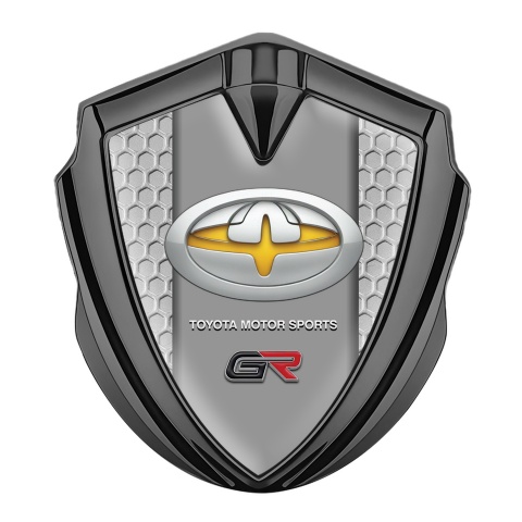 Toyota GR Emblem Fender Badge Graphite Honeycomb Motif Oval Logo