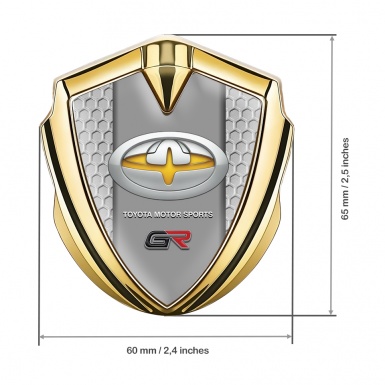 Toyota GR Emblem Fender Badge Gold Honeycomb Motif Oval Logo