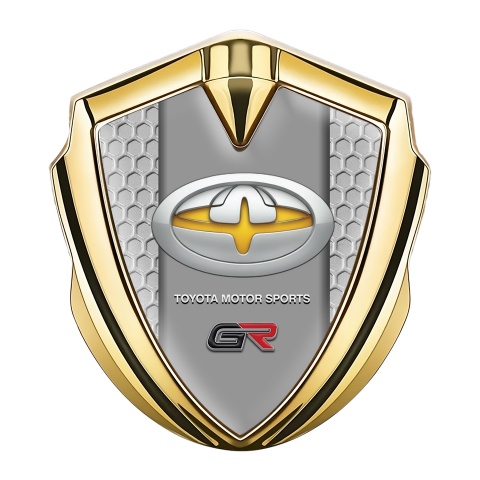 Toyota GR Emblem Fender Badge Gold Honeycomb Motif Oval Logo