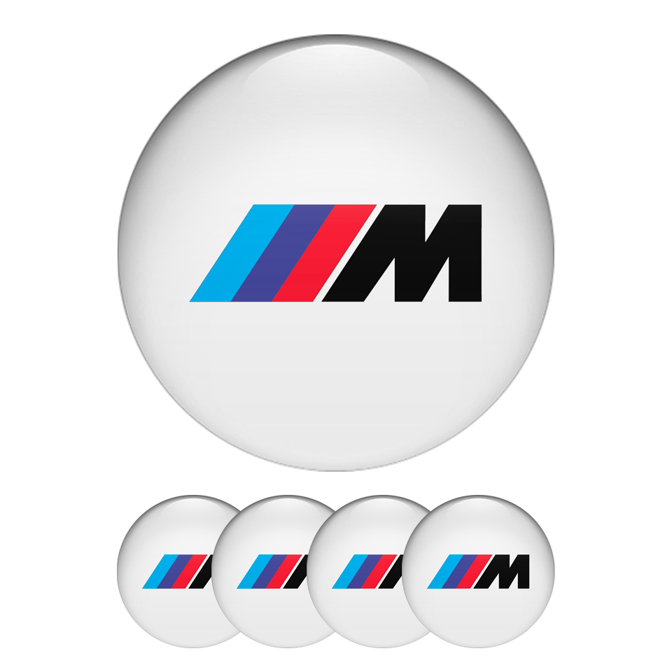 BMW M Power Silicone Stickers White and Black M, Wheel Emblems, Stickers
