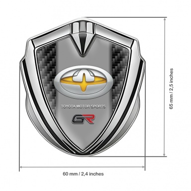 Toyota GR Bodyside Emblem Badge Silver Black Carbon Base Tuning Logo