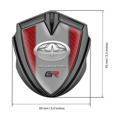 Toyota GR Emblem Car Badge Graphite Red Carbon Gradient Round Logo
