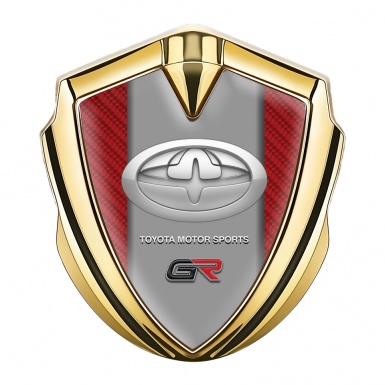 Toyota GR Emblem Car Badge Gold Red Carbon Gradient Round Logo