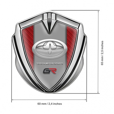 Toyota GR Emblem Car Badge Silver Red Carbon Gradient Round Logo