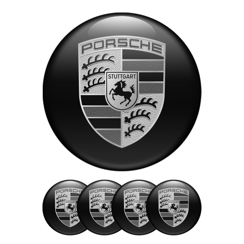Porsche Silicone Stickers Wheel Center Cap Monochrome