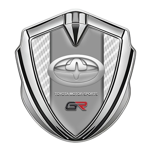 Toyota GR Bodyside Domed Emblem Silver White Carbon Greyscale Motif