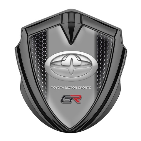 Toyota Metal 3D Domed Emblem Graphite Perforated Grate Greyscale Logo