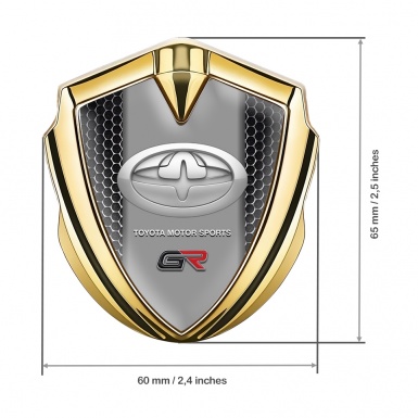 Toyota Metal 3D Domed Emblem Gold Perforated Grate Greyscale Logo