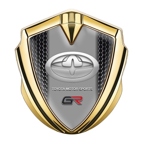 Toyota Metal 3D Domed Emblem Gold Perforated Grate Greyscale Logo