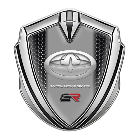 Toyota Metal 3D Domed Emblem Silver Perforated Grate Greyscale Logo