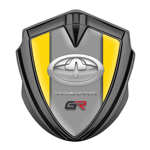 Toyota GR Emblem Badge Self Adhesive Graphite Yellow Frame Sport Logo