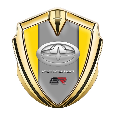 Toyota GR Emblem Badge Self Adhesive Gold Yellow Frame Sport Logo