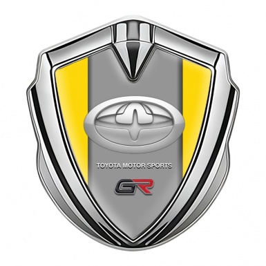 Toyota GR Emblem Badge Self Adhesive Silver Yellow Frame Sport Logo