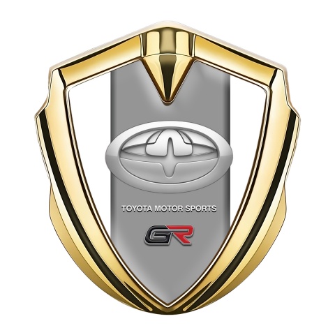 Toyota GR Emblem Fender Badge Gold White Frame Racing Design