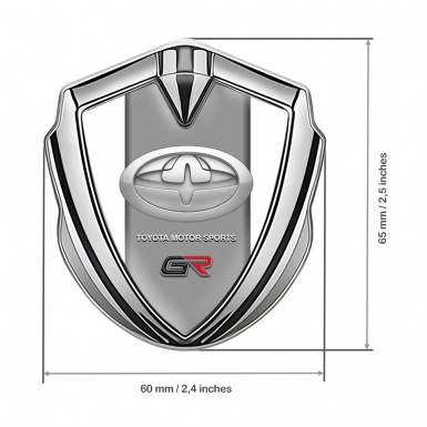 Toyota GR Emblem Fender Badge Silver White Frame Racing Design