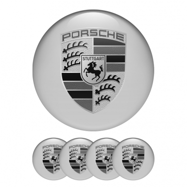 Porsche Silicone Stickers Wheel Center Cap Grey Monochrome