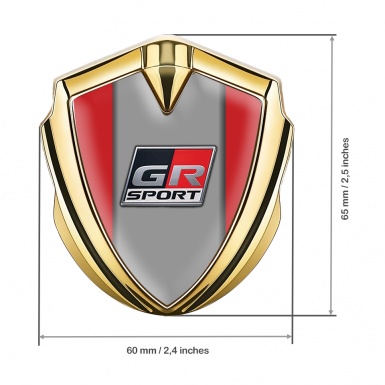 Toyota GR Bodyside Emblem Badge Gold Red Background Sport Motif