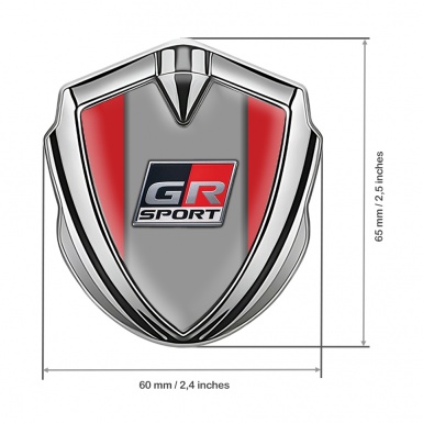 Toyota GR Bodyside Emblem Badge Silver Red Background Sport Motif