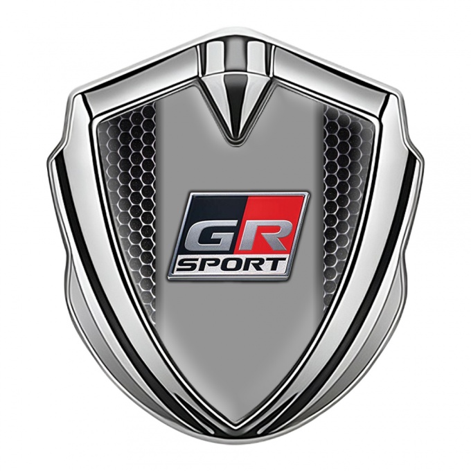 Toyota GR Bodyside Domed Emblem Silver Dark Grate Center Racing Logo