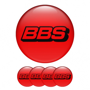 BBS Wheel Center Caps Emblem Red Background Black Outline