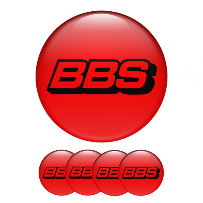 BBS Wheel Center Caps Emblem Red Background Black Outline